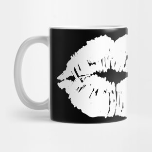 Kissing Lips Mouth Lipstick Black White Mug